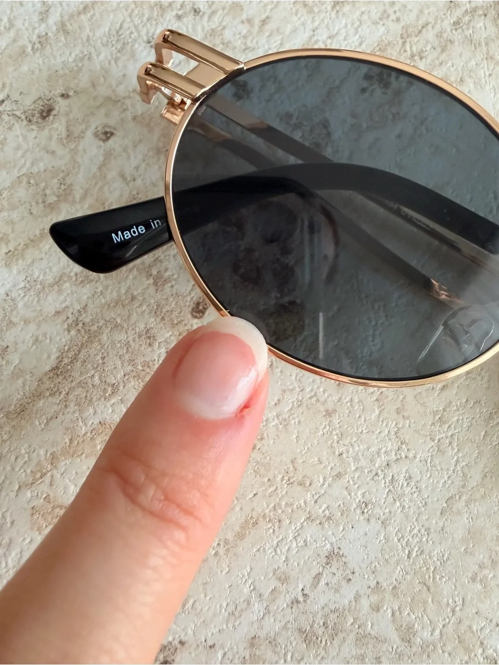 GUC Gold Frame Black Lens Oval Sunglasses